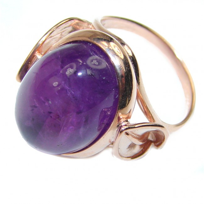 Purple African Amethyst 14K Gold over .925 Sterling Silver HANDCRAFTED Ring size 8