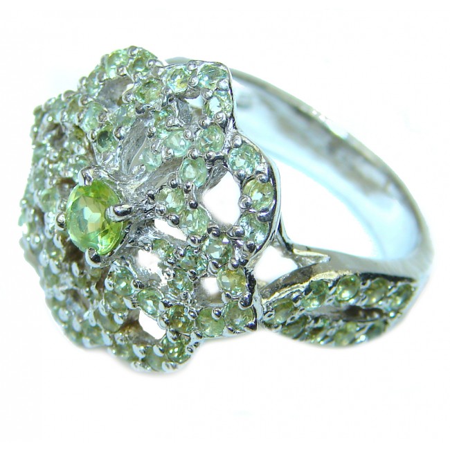 Spectacular Authentic Peridot .925 Sterling Silver handmade Ring size 8 3/4