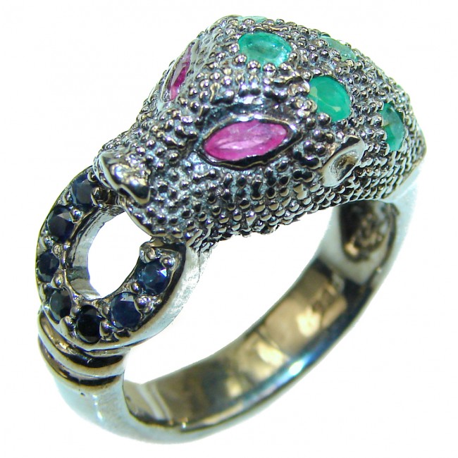 Luxurious Panther .925 Sterling Silver handcrafted Statement Ring size 8 3/4