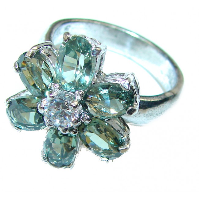Spectacular Green Amethyst .925 Sterling Silver handmade Ring size 5