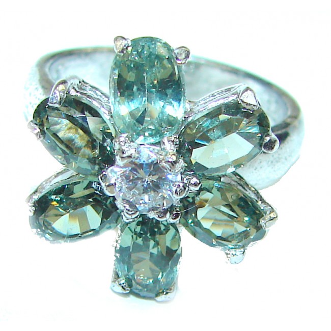 Spectacular Green Amethyst .925 Sterling Silver handmade Ring size 5