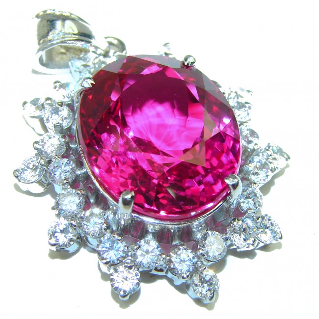 Authentic Raspberry Rouge Mystic Topaz .925 Coral Sterling Silver handmade pendant Brooch