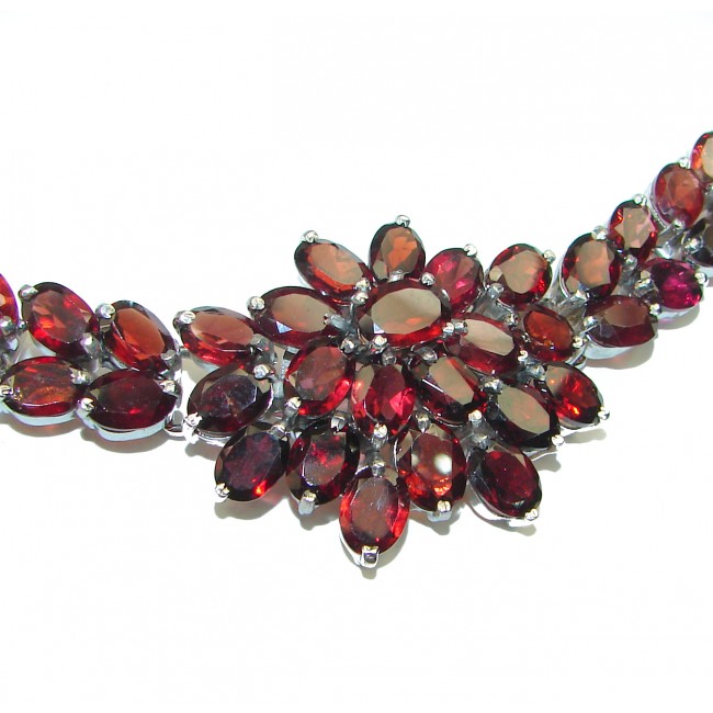 Huge Masterpiece authentic Garnet .925 Sterling Silver handcrafted necklace