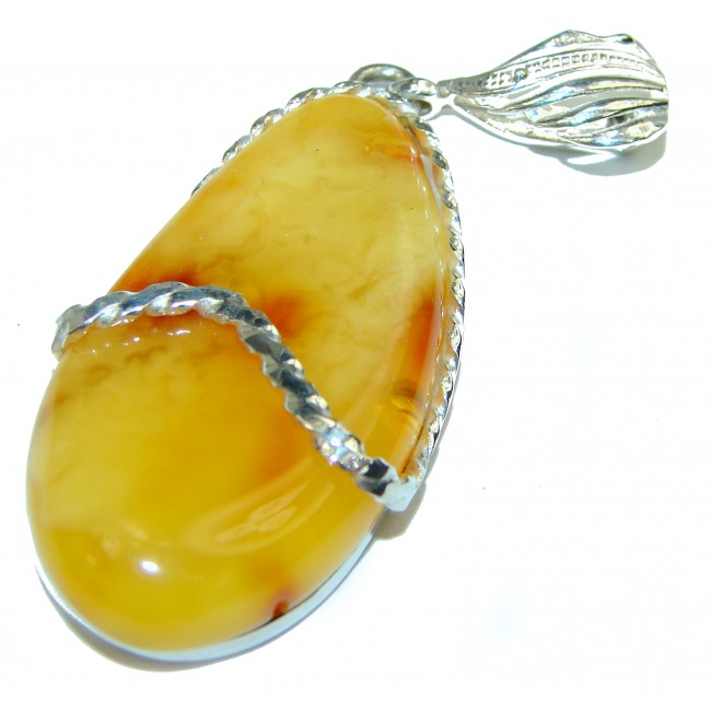 Natural Baltic Amber .925 Sterling Silver handmade Pendant