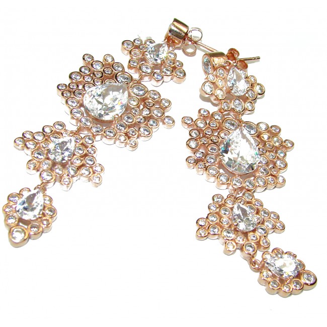 Exclusive White Topaz 18K Rose Gold over .925 Sterling Silver handcrafted Earrings
