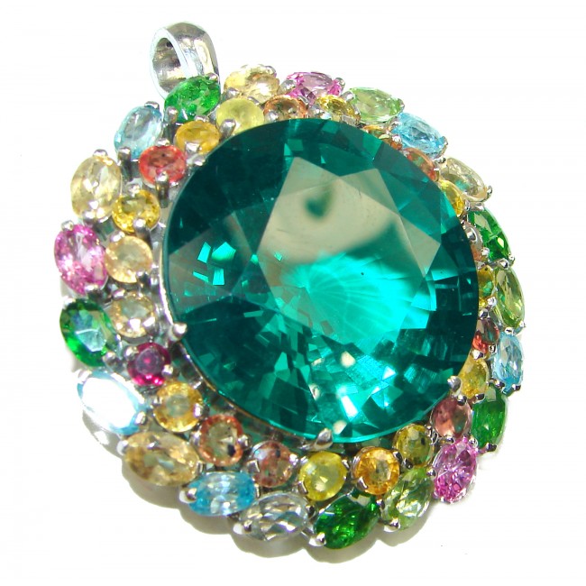 Incredible Green Topaz .925 Sterling Silver handcrafted pendant - brooch