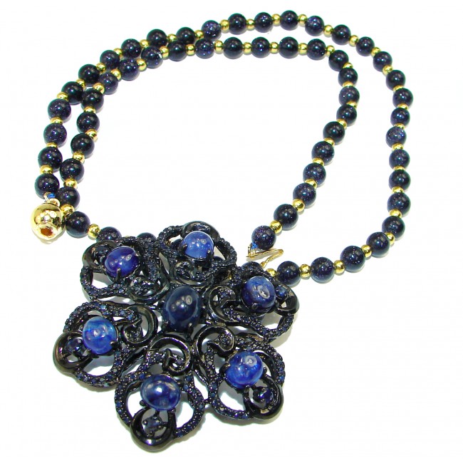 Essence of Femininity Huge authentic Sapphire .925 Sterling Silver handcrafted necklace - pendant - brooch