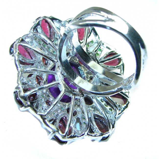 Massive African Amethyst Ruby .925 Sterling Silver HANDCRAFTED Ring size 8