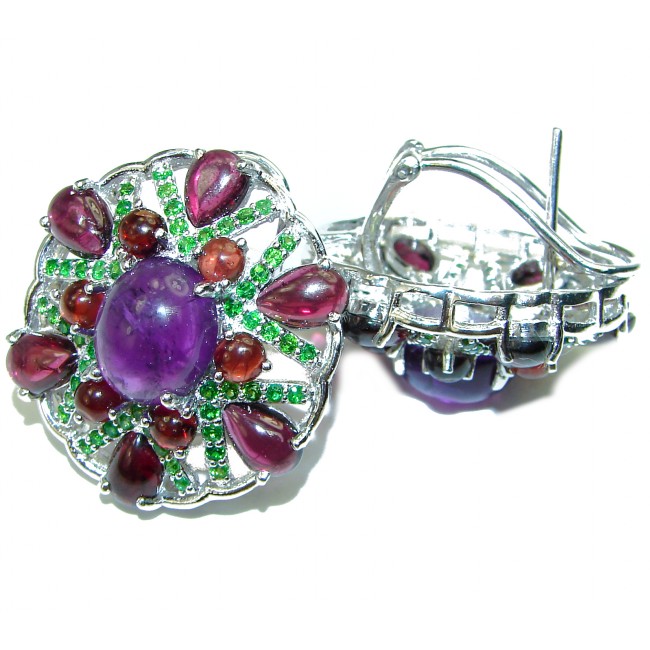Massive African Amethyst Ruby .925 Sterling Silver .925 Sterling Silver handcrafted earrings