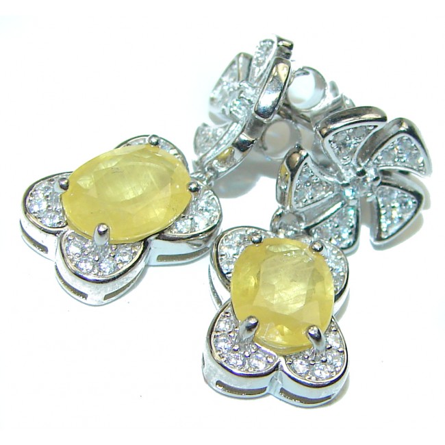 Graceful Natural yellow Sapphire .925 Sterling Silver handmade earrings
