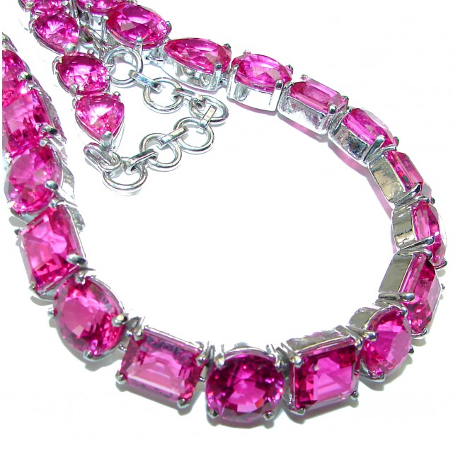 79. 8 grams Endless Beauty Pink Topaz .925 Sterling Silver handmade necklace