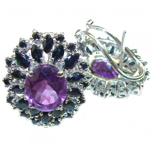 Authentic African Amethyst Sapphire .925 Sterling Silver earrings