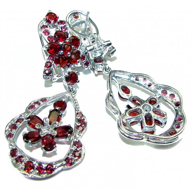 Red Carpet style authentic Garnet .925 Sterling Silver earrings