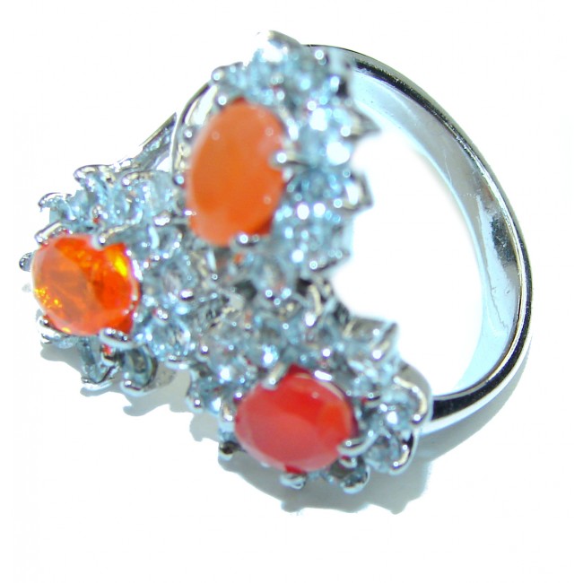 Mystery Genuine Fire Mexican Opal .925 Sterling Silver Ring size 8