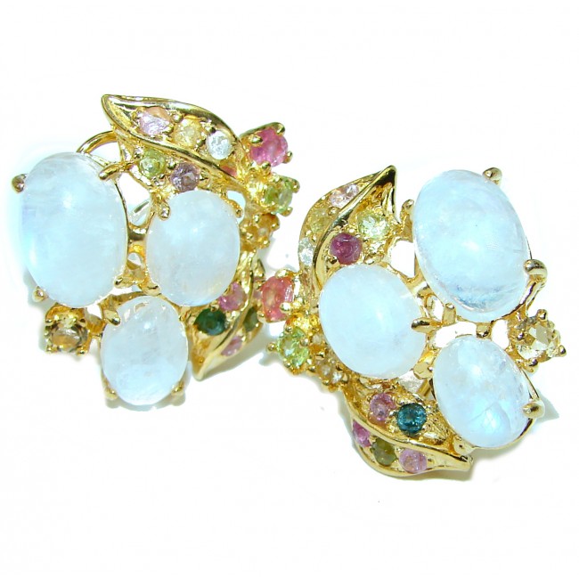 Real Beauty Spectacular quality Authentic Moonstone 14K Gold over .925 Sterling Silver handmade earrings