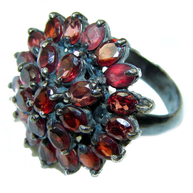 Red Abundance authentic Garnet black rhodium over .925 Sterling Silver Ring size 6