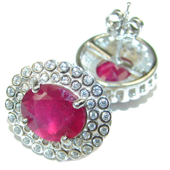 Spectacular 10.5 carat Ruby .925 Sterling Silver handcrafted earrings