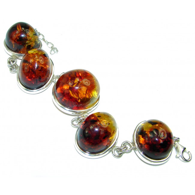 HUGE Beautiful Baltic Amber .925 Sterling Silver handcrafted Bracelet