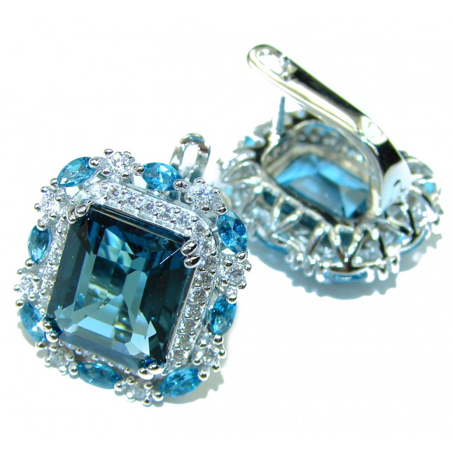 15.5 carat Blue Perfection London Blue Topaz .925 Sterling Silver earrings