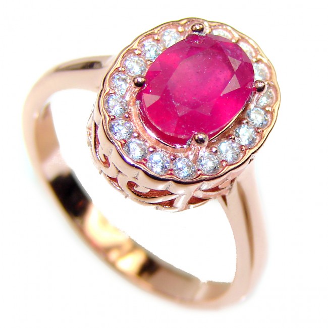 Unique Ruby 14K Gold over .925 Sterling Silver handcrafted Ring size 7 1/4