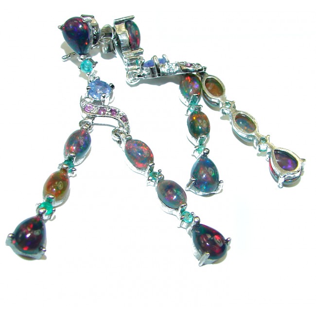 Real Beauty Black Opal .925 Sterling Silver handcrafted earrings
