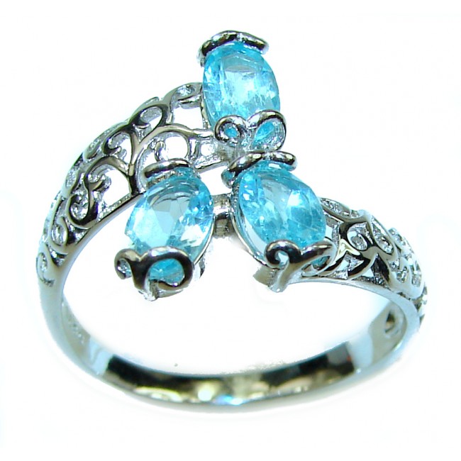 Incredible Swiss Blue Topaz .925 Sterling Silver Ring size 8 1/4