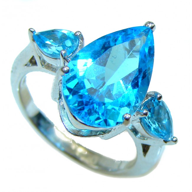 Incredible Swiss Blue Topaz .925 Sterling Silver Ring size 6 1/2