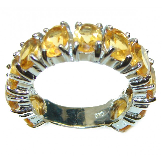 Citrine .925 Sterling Silver handmade Cocktail Ring s. 9