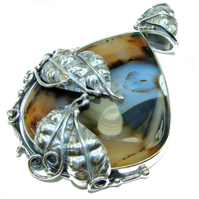 Perfect quality 70.8 grams Botswana Agate .925 Sterling Silver handmade Pendant