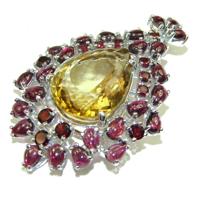Exclusive Champagne Topaz .925 Sterling Silver pendant Large Pendant Brooch
