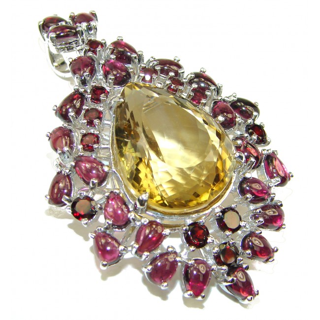 Exclusive Champagne Topaz .925 Sterling Silver pendant Large Pendant Brooch