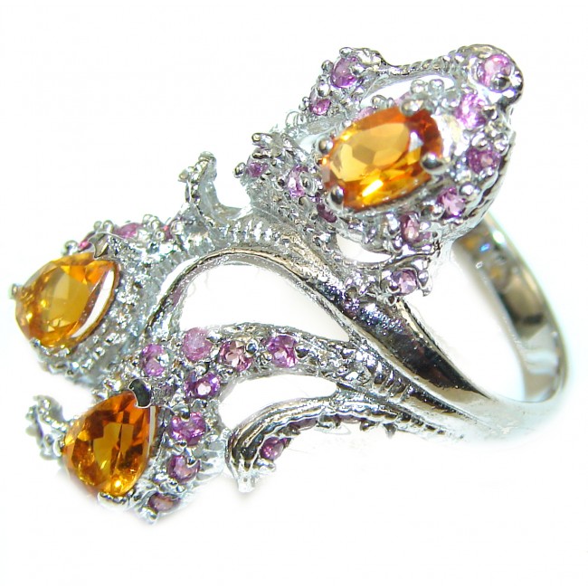 Summer Time Citrine .925 Sterling Silver handcrafted ring size 7