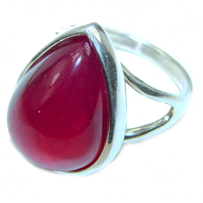Simple Design 25.5 carat Ruby .925 Sterling Silver handmade Ring size 9