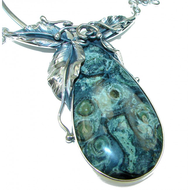 MASSIVE BEST QUALITY Rhyolite from New Zealand .925 Sterling Silver handmade Necklace