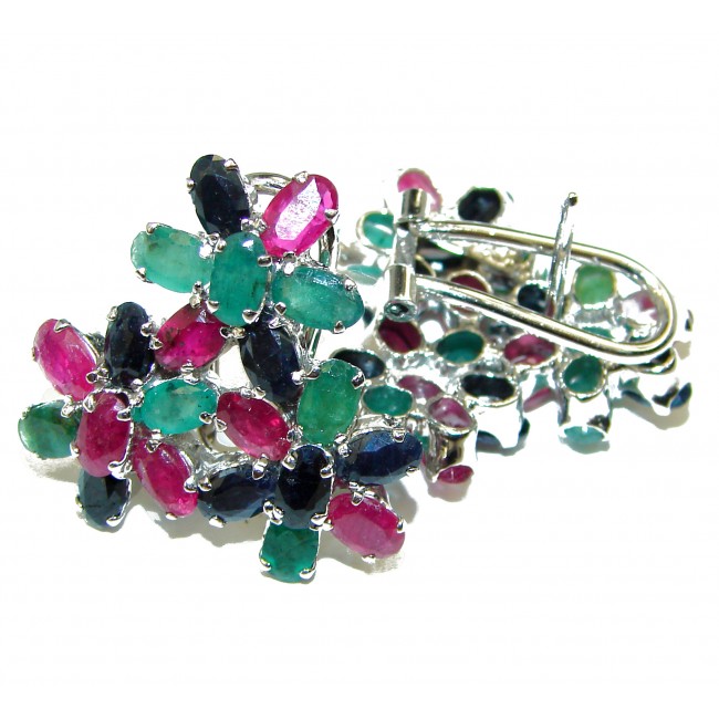 Ruby Emerald Sapphire .925 Sterling Silver .925 Sterling Silver handcrafted earrings