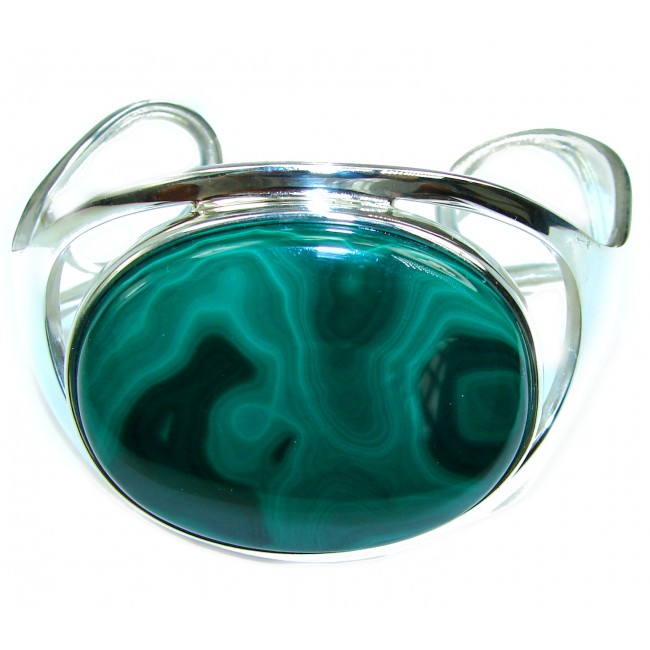 Eternal Paradise 64.8 grams Natural Malachite highly polished .925 Sterling Silver handcrafted Bracelet / Cuff