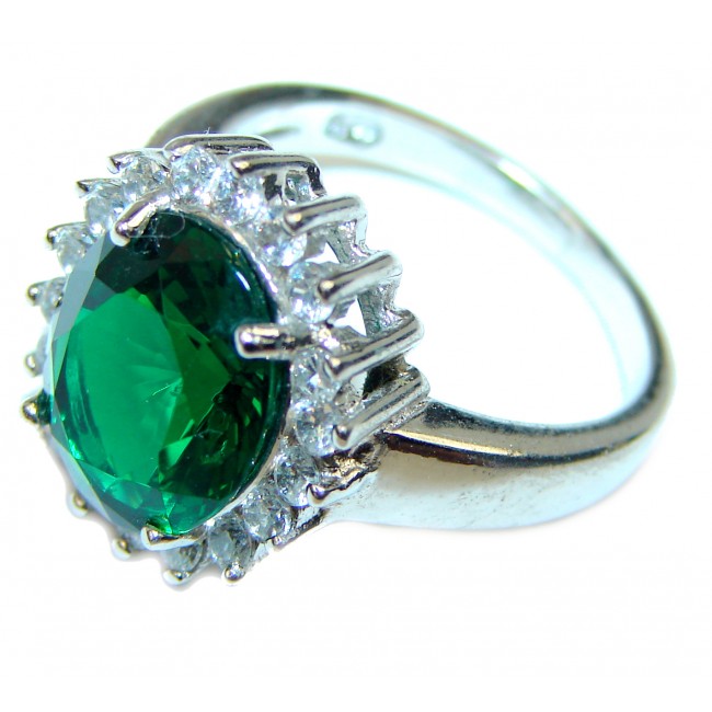 Authentic Green Topaz .925 Sterling Silver handcrafted ring; s. 7