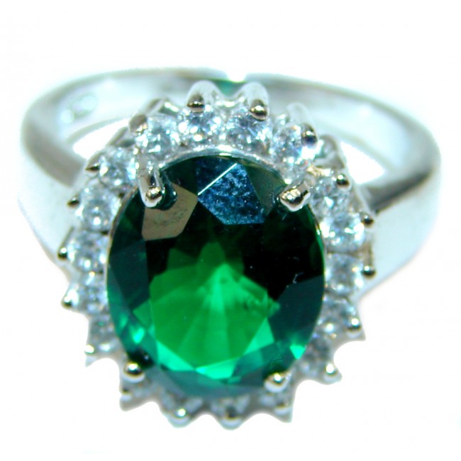 Authentic Green Topaz .925 Sterling Silver handcrafted ring; s. 7