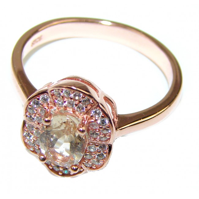 Authentic volcanic Oval cut Morganite .925 Sterling Silver ring s. 7