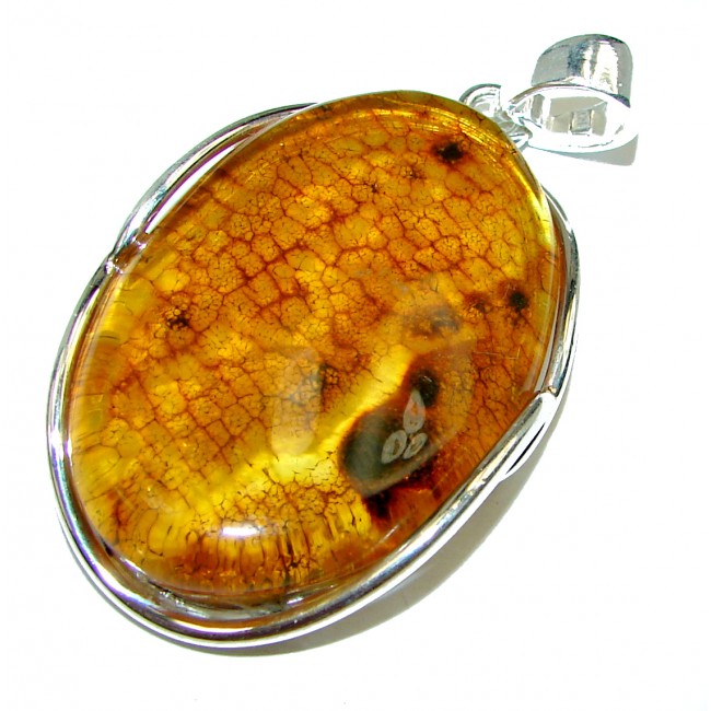 Huge Natural Baltic Amber .925 Sterling Silver handmade Pendant