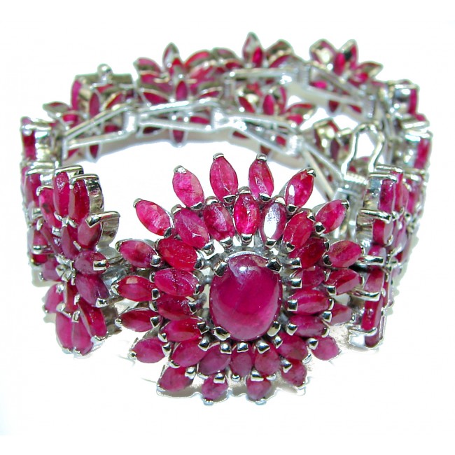Luxury deep red Authentic Ruby .925 Sterling Silver handmade Bracelet