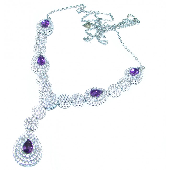 Pear cut Amethyst .925 Sterling Silver handcrafted necklace