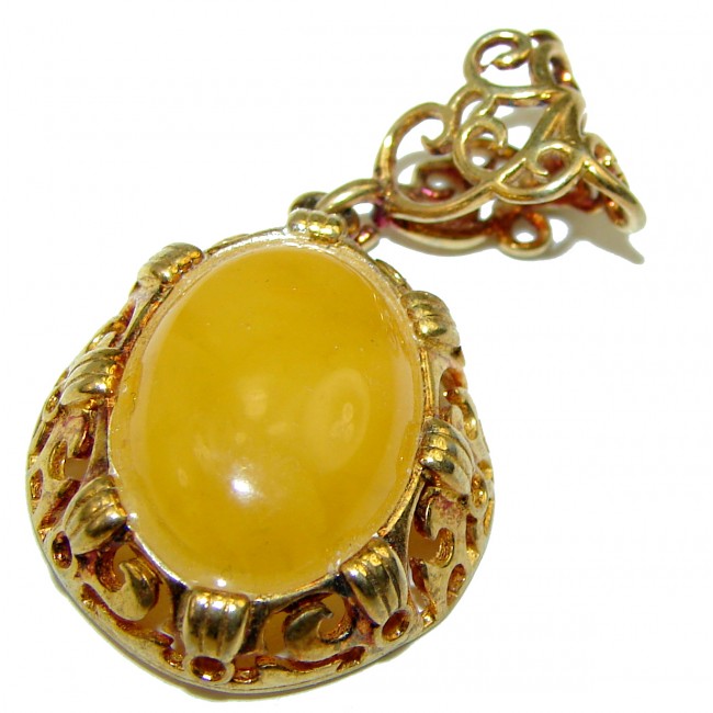 Natural Buttescotch Baltic Amber Gold over .925 Sterling Silver handmade Pendant