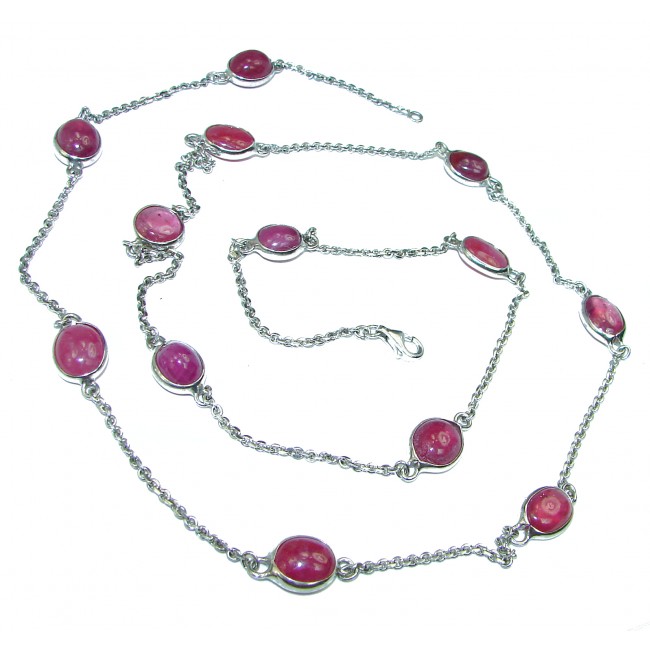 Candy Store 36 inches Ruby .925 Sterling Silver handmade Station Necklace