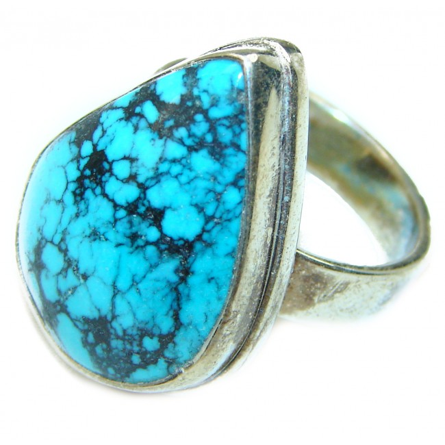 Authentic Turquoise .925 Sterling Silver ring; s. 8 3/4