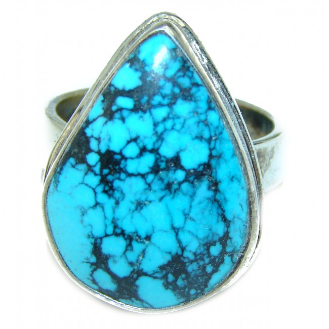 Authentic Turquoise .925 Sterling Silver ring; s. 8 3/4
