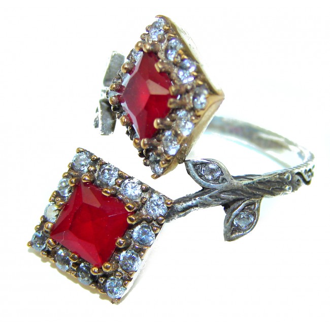 created Ruby .925 Sterling Silver handcrafted Ring size 8 1/4