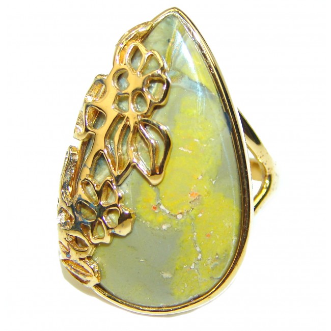 Vivid Beauty Yellow Bumble Bee .925 Jasper Sterling Silver ring s. 8 1/4