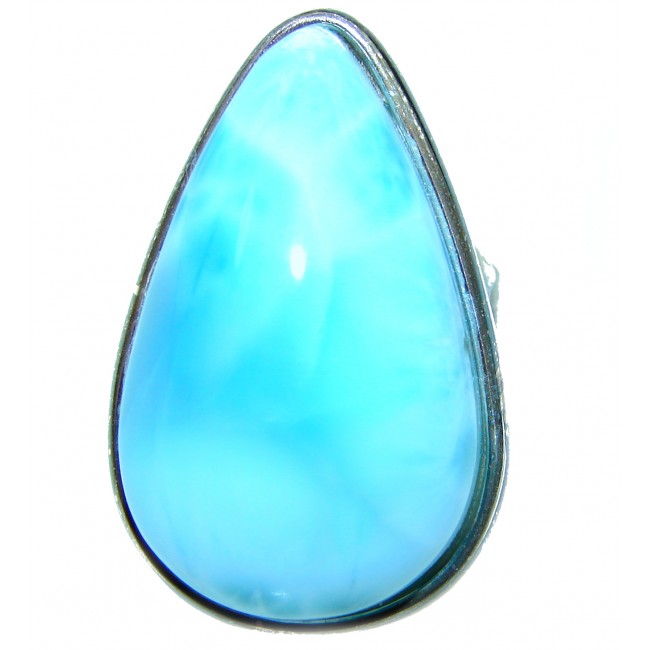 24.4 carat Larimar .925 Sterling Silver handcrafted Ring s. 8 1/4