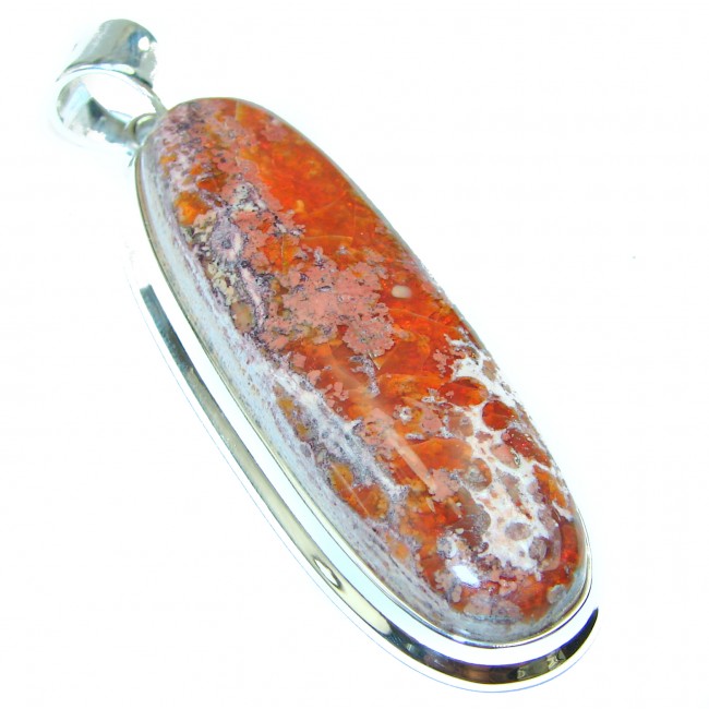 Spectacular 27.8 grams Natural Mexican Fire Opal .925 Sterling Silver handmade Pendant